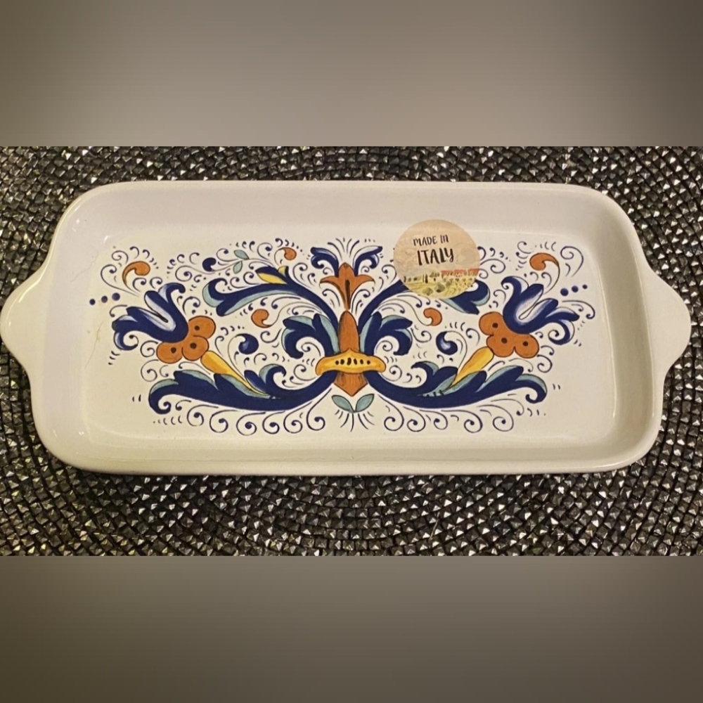 Ceramic NOVA DERUTA  11"  x 5" Tray. Hand Painted Made in Italy! New, Never used